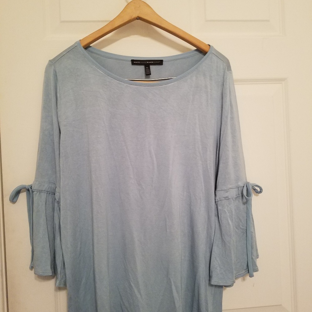 WHBM Bell sleeve light blue top